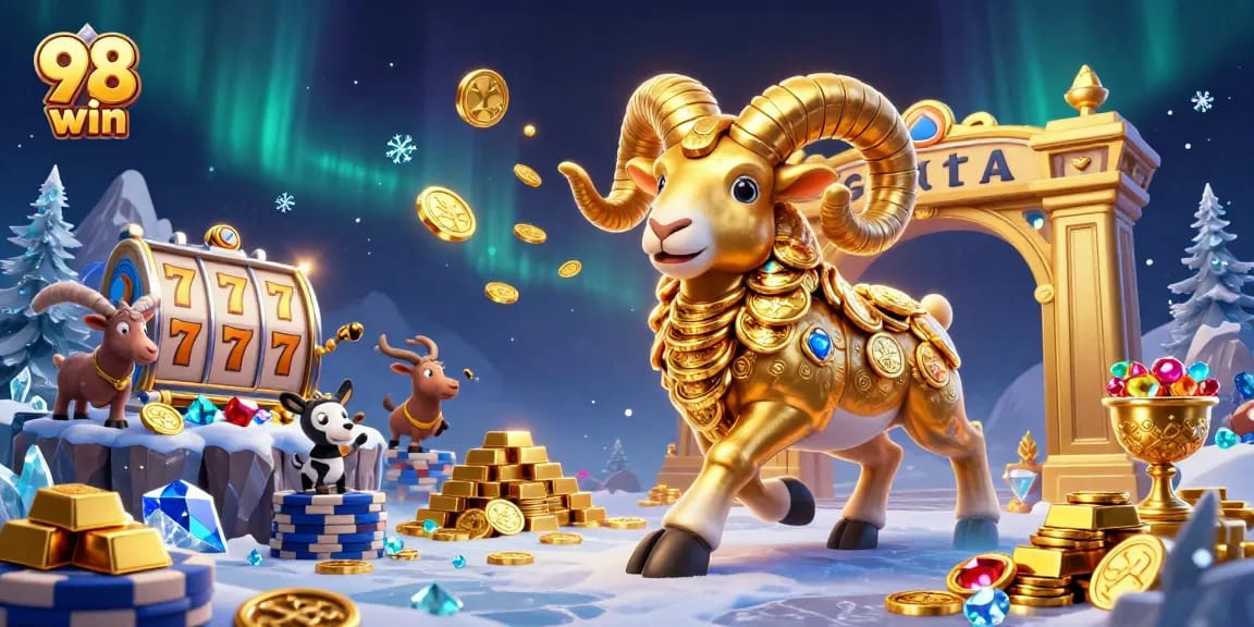 Engage in thrilling action at 98 win with vibrant gold and dynamic slot reels.