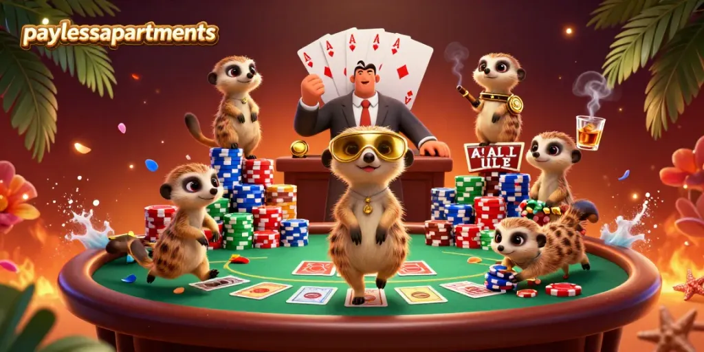 Watch meerkats operate their vibrant casino at paylessapartments, showcasing unique gambling dynamics.
