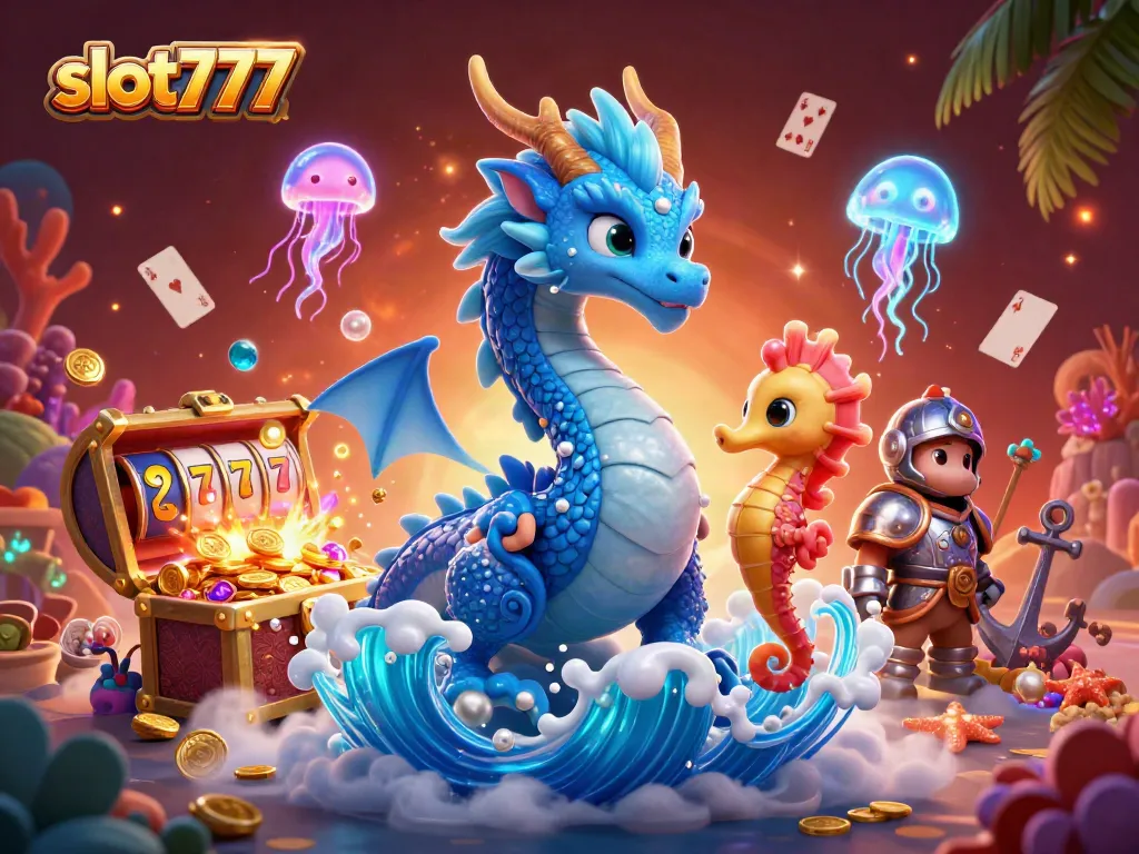 Engage with the exciting slot777 experience featuring vibrant 3D characters and casino elements.
