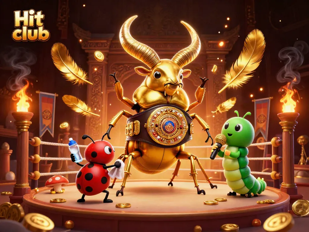 Join the excitement of Hit club with a 3D battle scene featuring dynamic casino elements.
