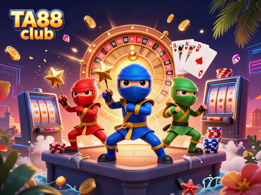 TA88 club showcases vibrant casino action with chameleons and a dynamic 3D scene
